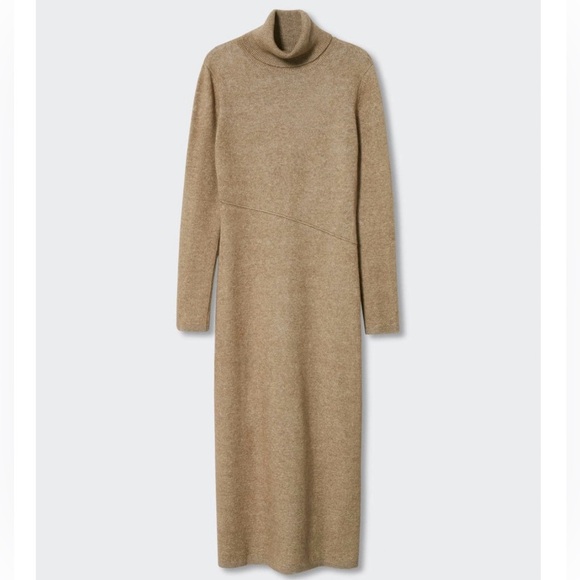 Mango MNG NWT Knitted turtleneck dress brown size small - Picture 3 of 8